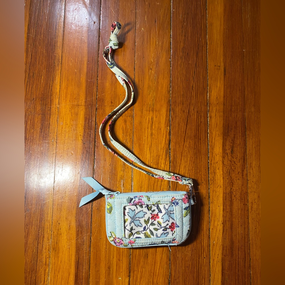 Vera Bradley Lanyard Clip Zip Water Bouquet Wallet Coin Purse